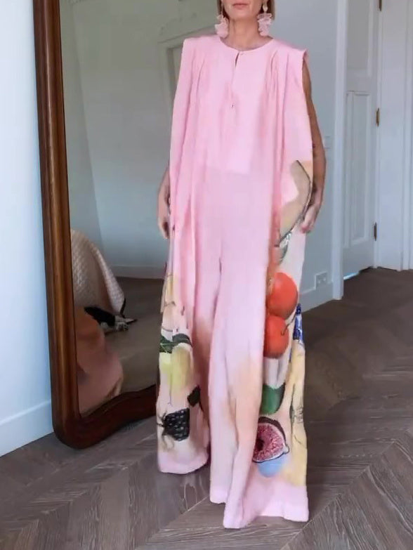 Sleeveless Printed Wide-leg Jumpsuit